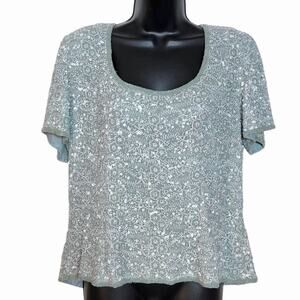 VTG 80 90s ADRIANNA PAPELL OCCASIONS SEQUIN BEADED TOP FORMAL PARTY SIZE L XL